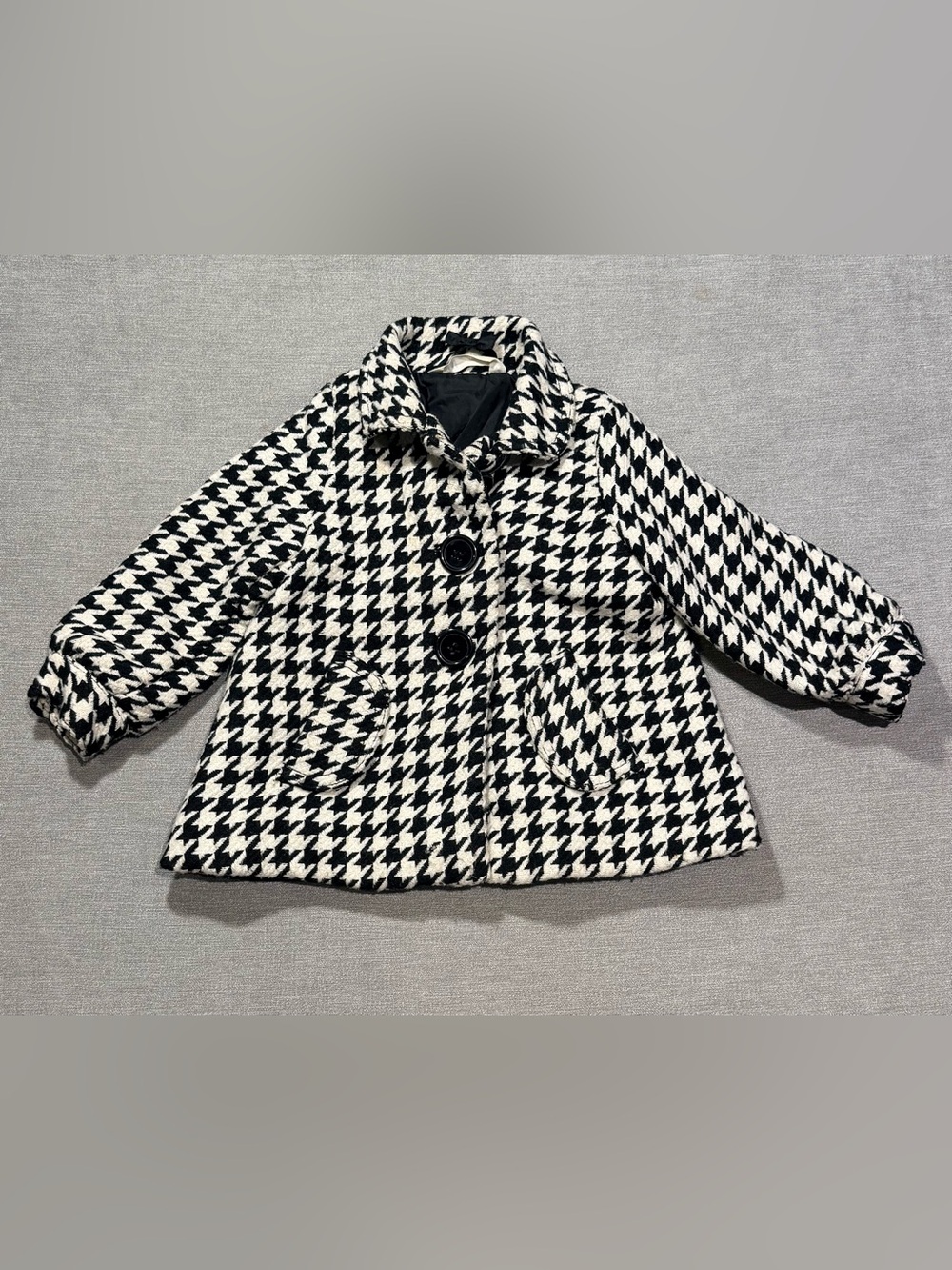 H&M Black & White Houndstooth Peacoat for Girls